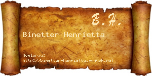 Binetter Henrietta névjegykártya